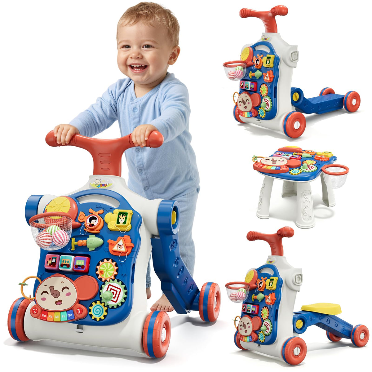 Blue 5 in 1 Baby Push Walker R7599