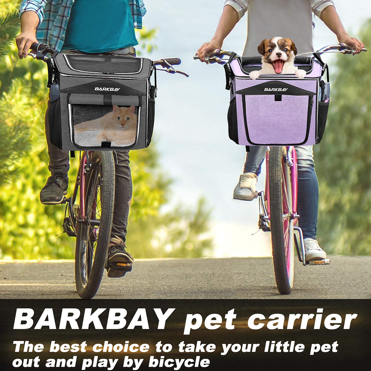 Foldable Soft-Sided Dog Bike Basket Carrier with 2 Open Doors F76999