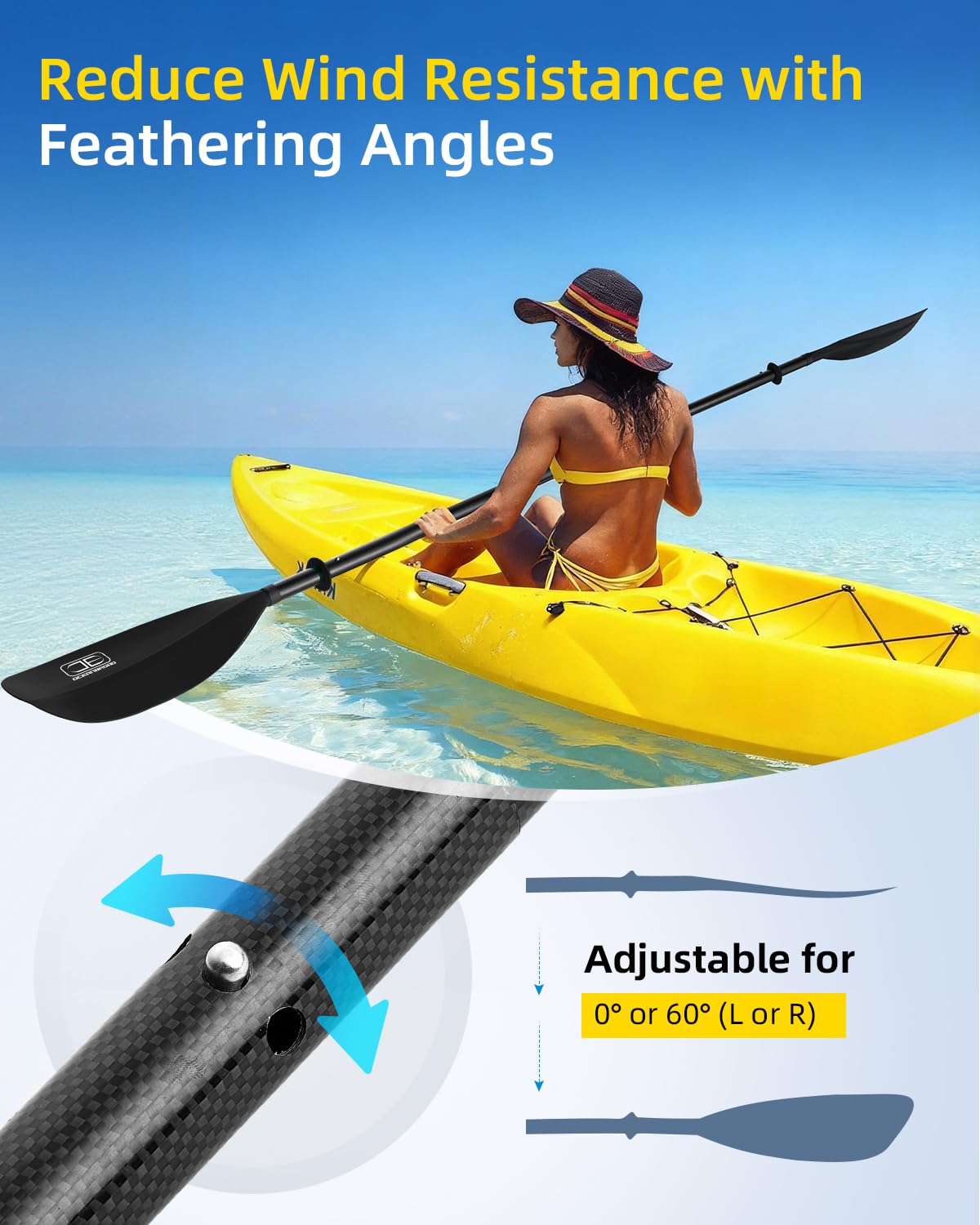 4 Pieces Carbon Fiber Kayak Paddle C14452