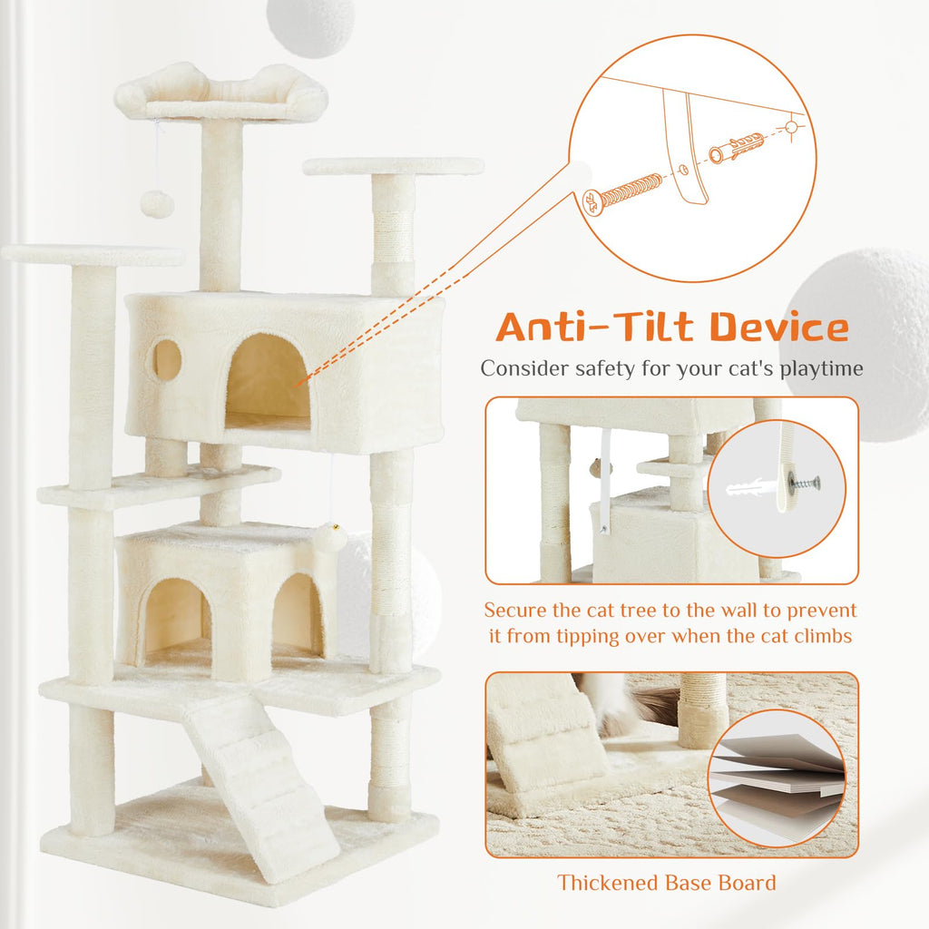 54-inch Cat Tree Tower with Scratching Posts B708213