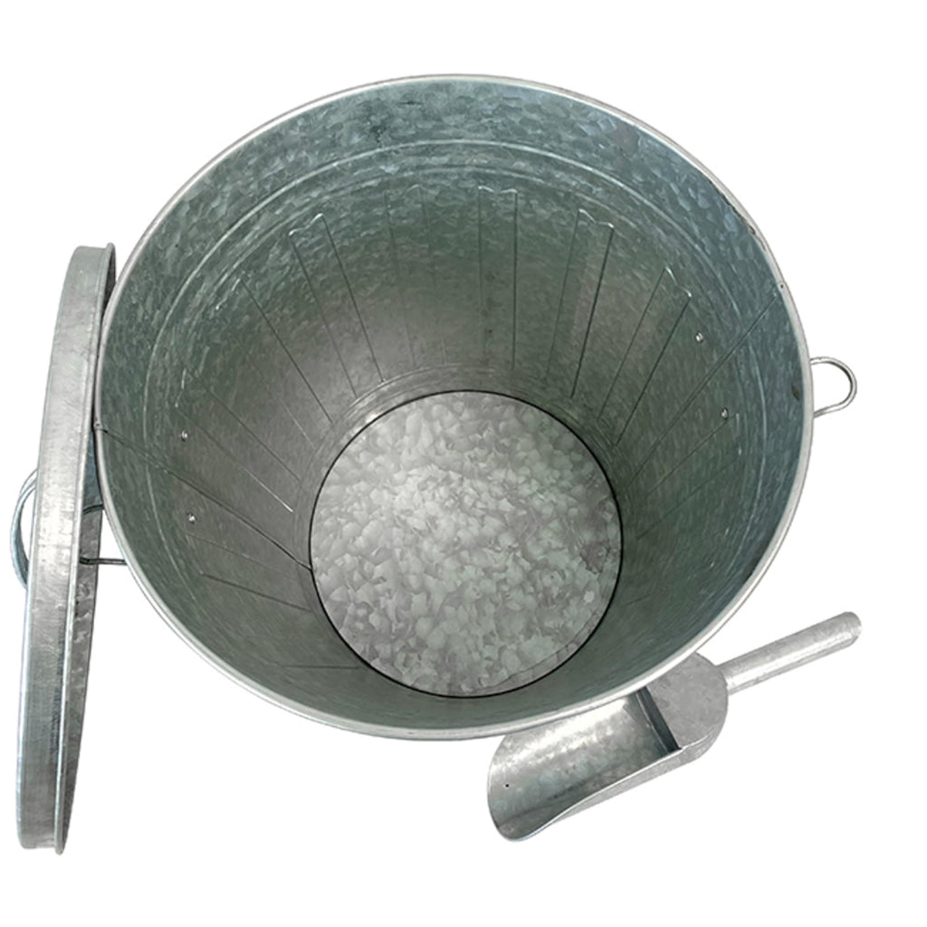 Galvanized Steel Bird Seed Storage Bucket Bin with Scoop H4169