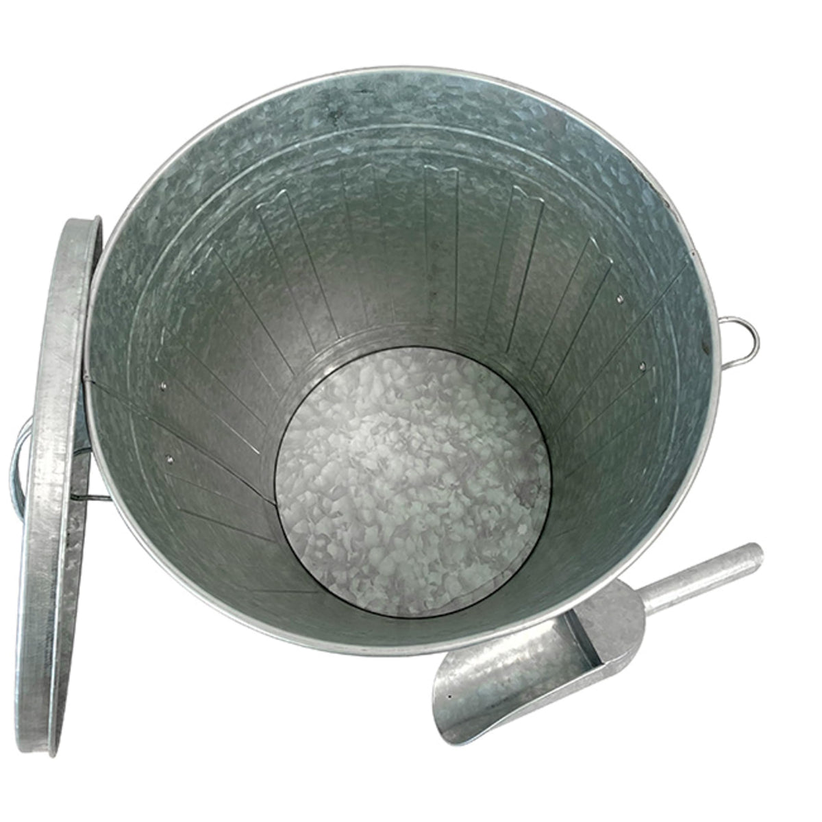 Galvanized Steel Bird Seed Storage Bucket Bin with Scoop H4169