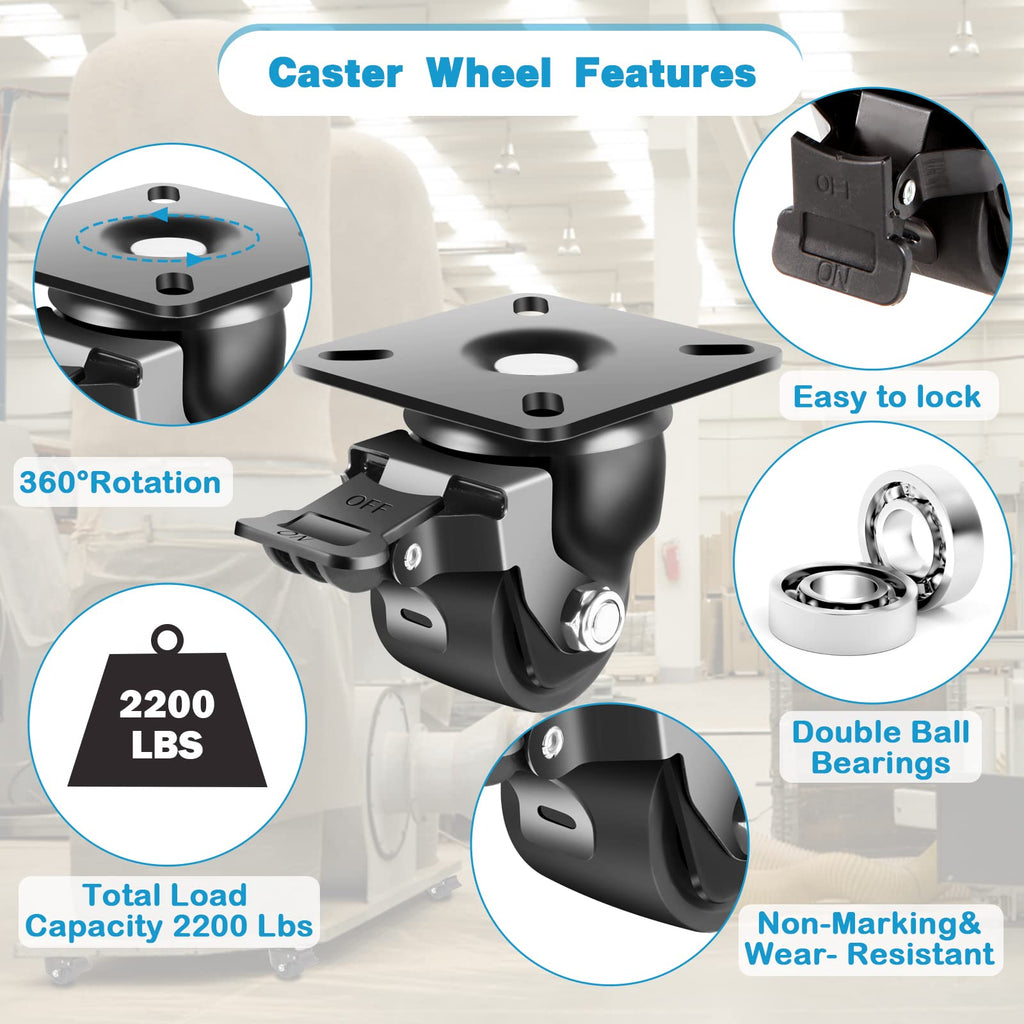 2-Inch Heavy Duty Casters Set of 4 with Brake U83341
