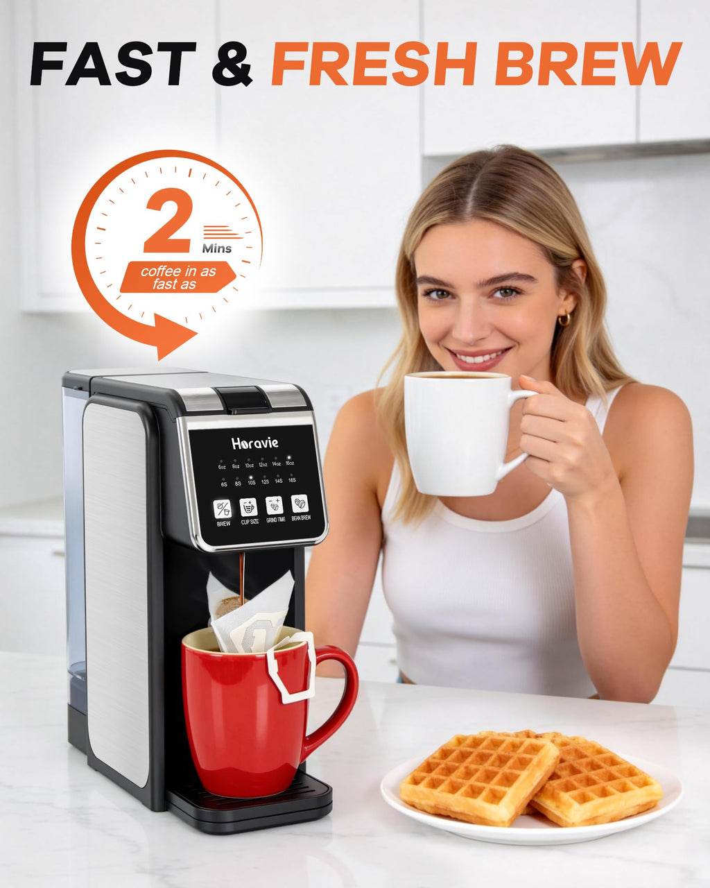 Single Serve Coffee Maker with Built-in Grinder Y362