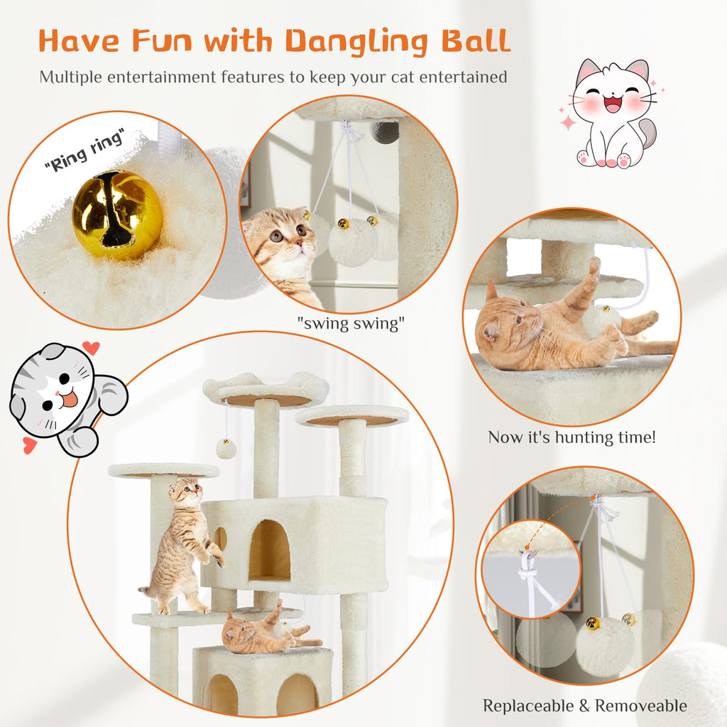 54-inch Cat Tree Tower with Scratching Posts B708213