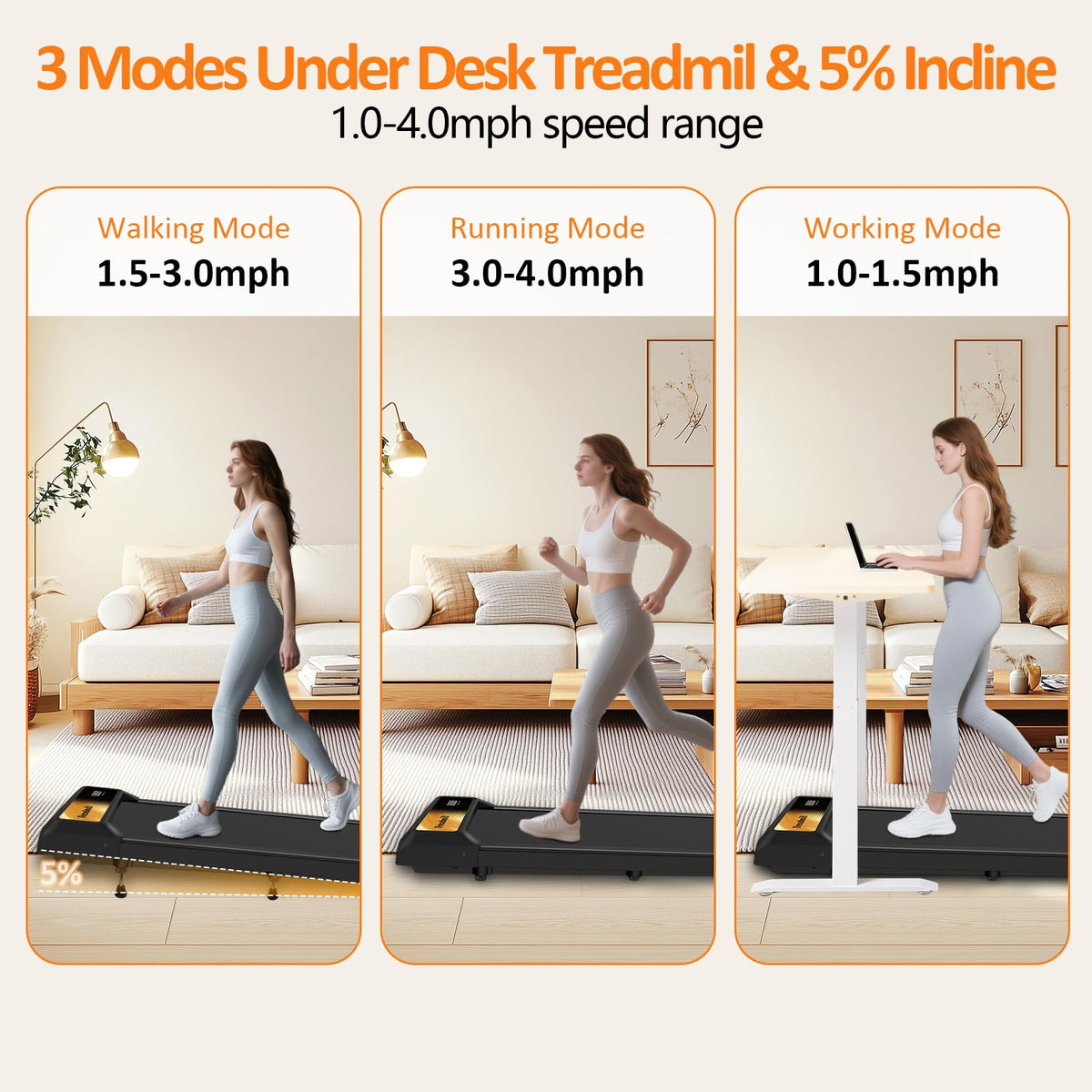 2.5HP Incline Walking Pad Treadmill with Remote H30000