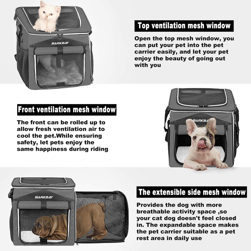 Foldable Soft-Sided Dog Bike Basket Carrier with 2 Open Doors F76999