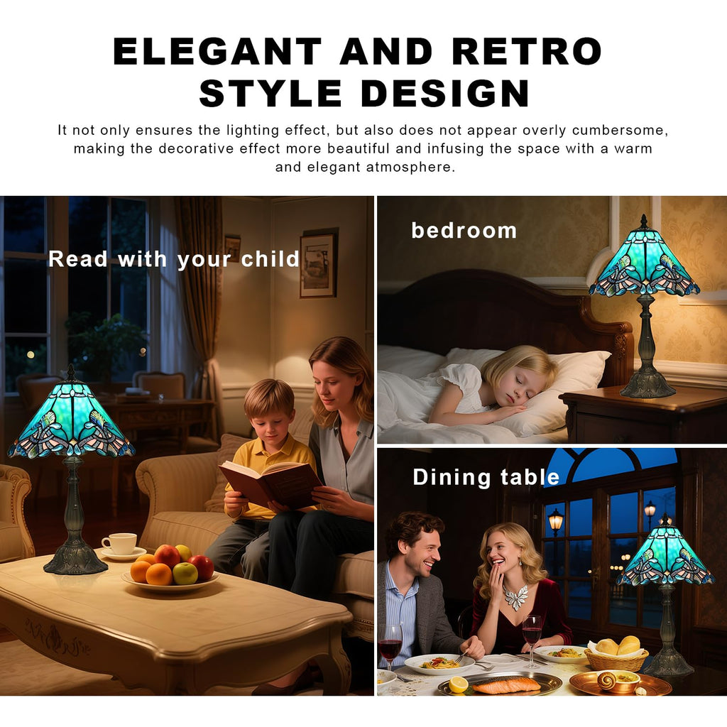Sea Blue Stained Glass Table Lamp O653
