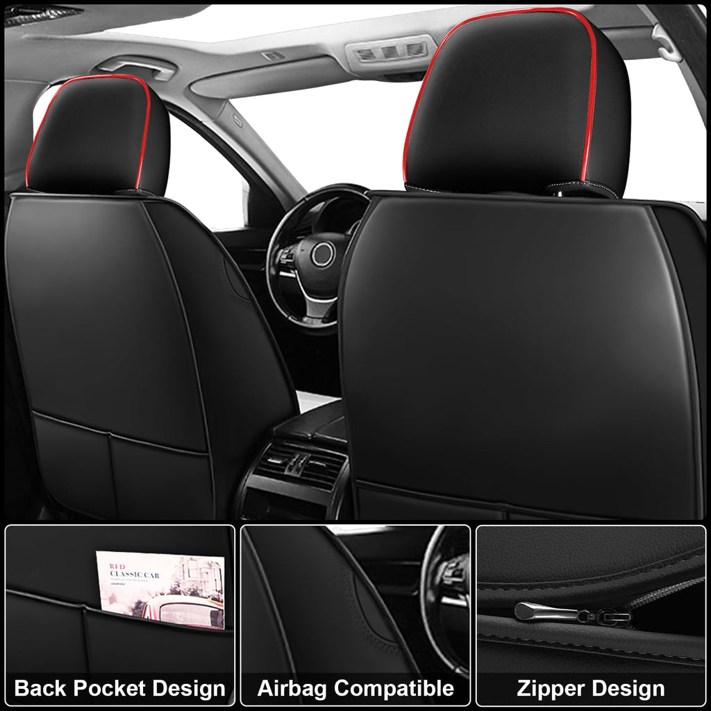 Custom Fit Seat Covers Full Set Black and Red F2127