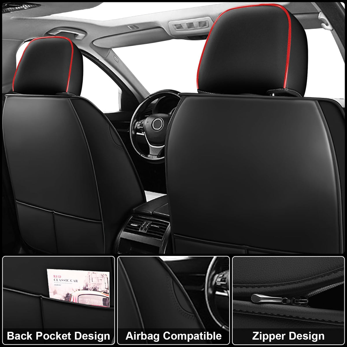 Custom Fit Seat Covers Full Set Black and Red F2127
