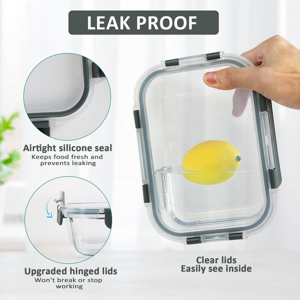 10 Pack 22 oz Glass Food Storage Containers with Lids R625