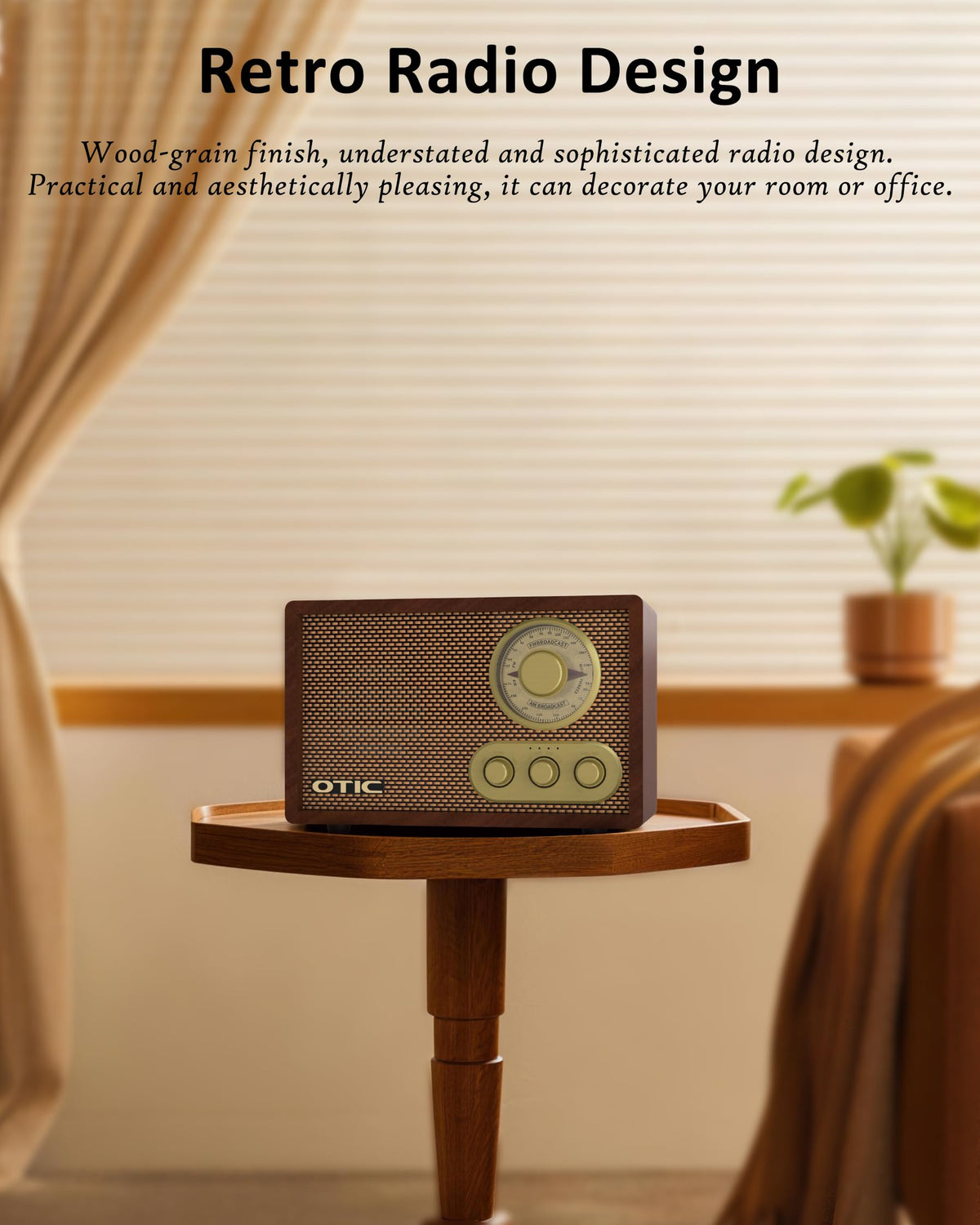 Vintage Wood AM/FM Bluetooth Radio with Speakers H516238