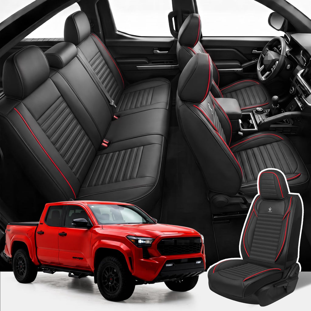 Custom Fit Seat Covers Full Set Black and Red F2127