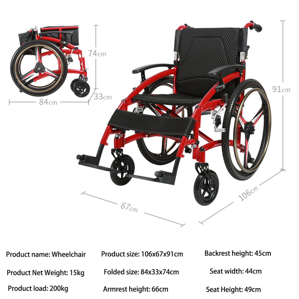 Folding Transport Wheelchair with Detachable Full Arms and Elevating Leg Rest C3161