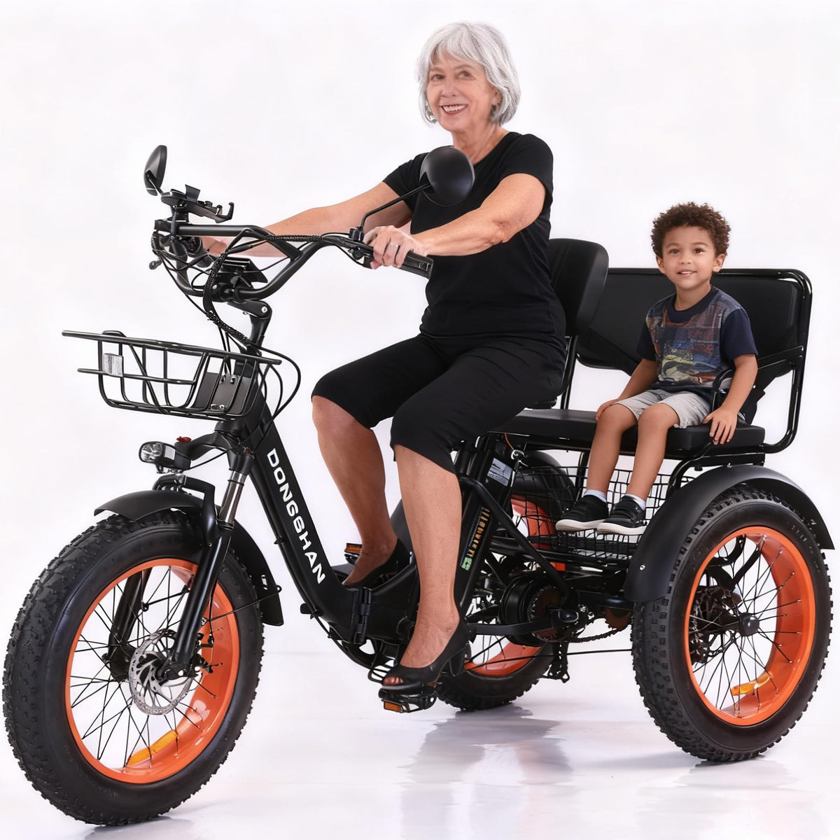 20"x4.0" Fat Tire 750W Folding Electric Tricycle 48V 15Ah Aluminum 7-Speed J8075