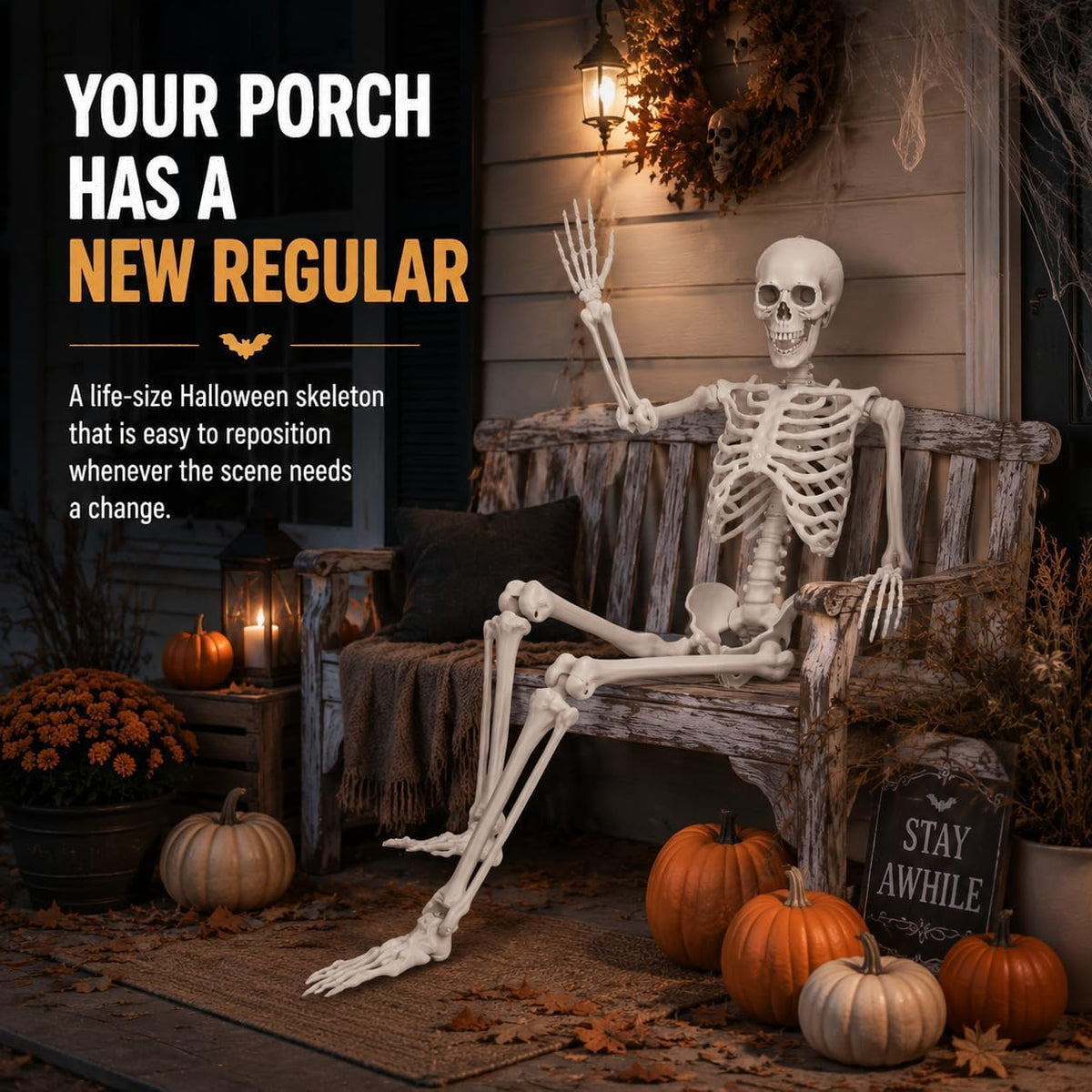 Life Size Posable Skeleton Prop Decoration K475