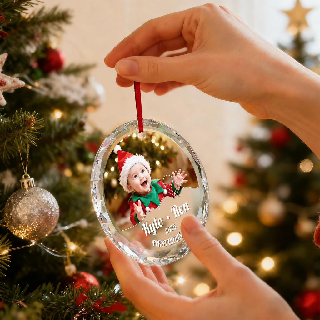 Custom Photo Crystal Glass Christmas Ornament Y3421