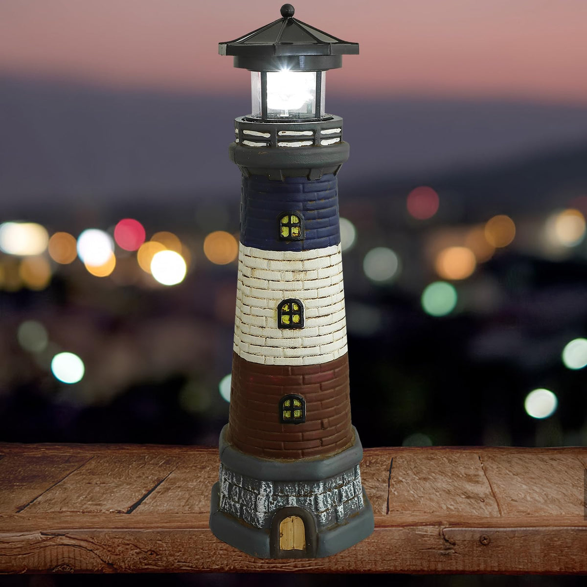Solar Garden Lighthouse Statue 14.76In Waterproof M446