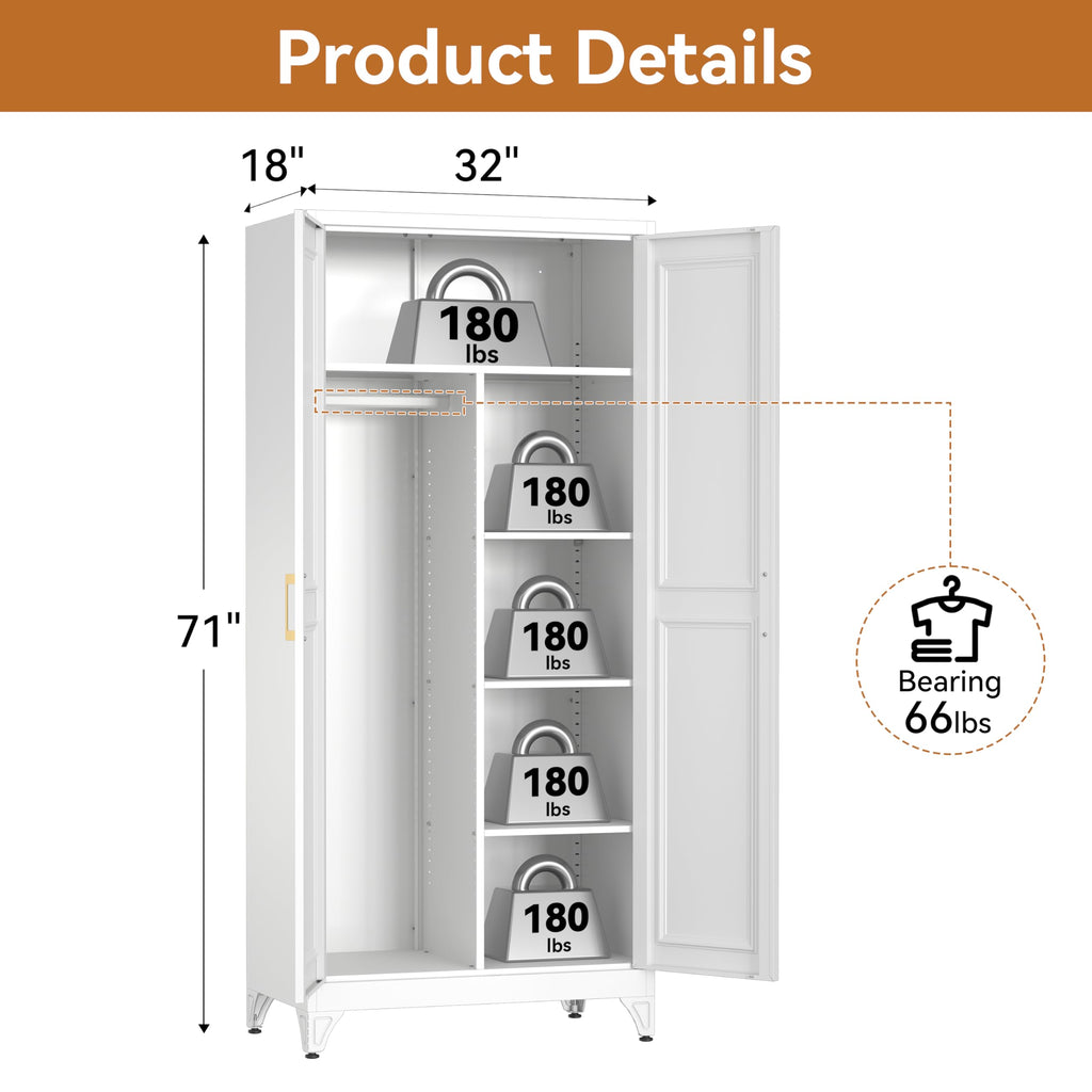 Metal Armoire Wardrobe Closet with 2 Doors L333826