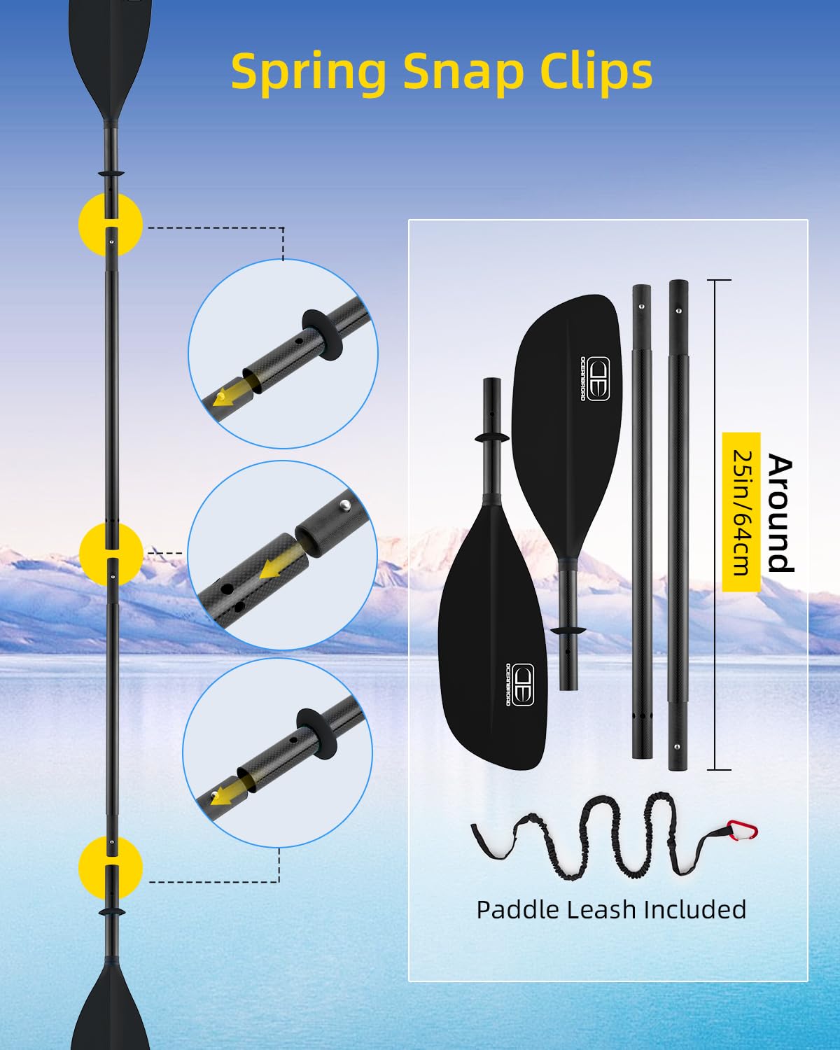 4 Pieces Carbon Fiber Kayak Paddle C14452