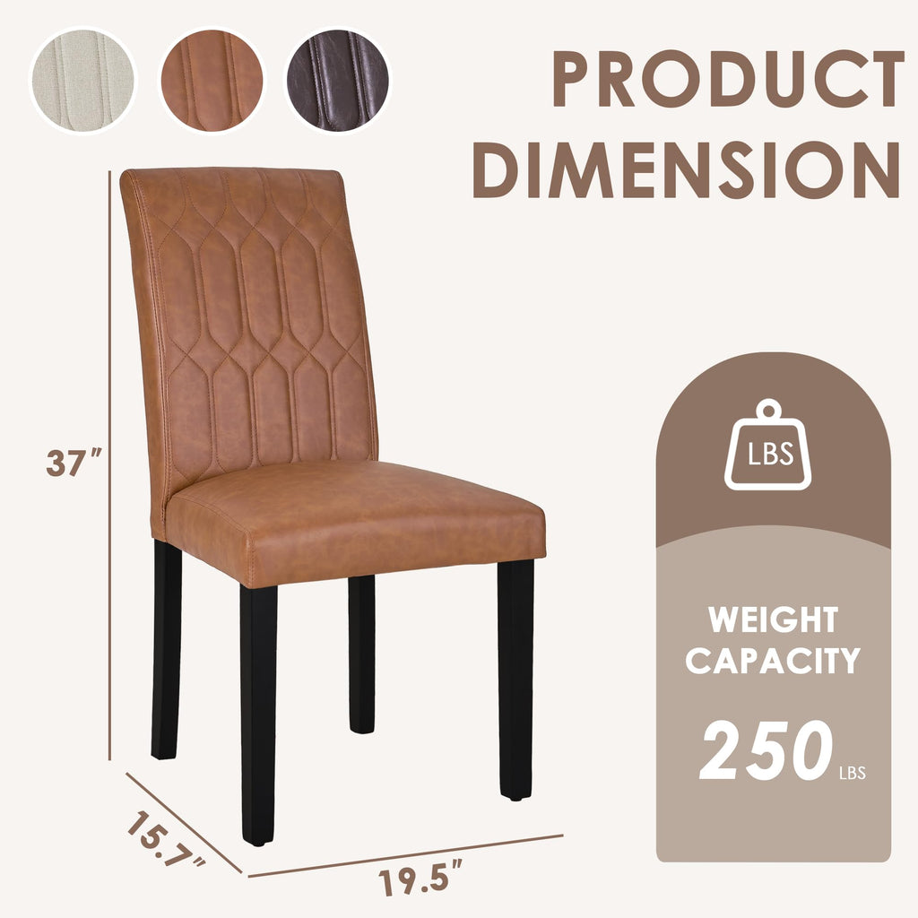 Upholstered Dining Chairs Set of 2 PU Leather Brown F995