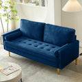 Navy Velvet 2-Seater Loveseat Sofa with Metal Legs J61774