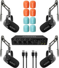 4-Person Podcast Equipment Bundle with 4-Channel USB Audio Interface and 4 Dynamic Microphones F294
