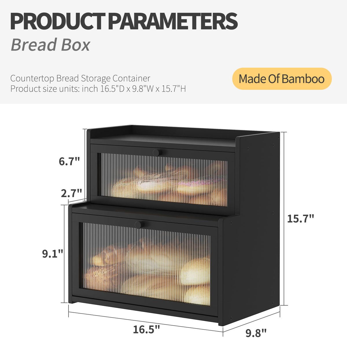 Bamboo Bread Box with Window B25688