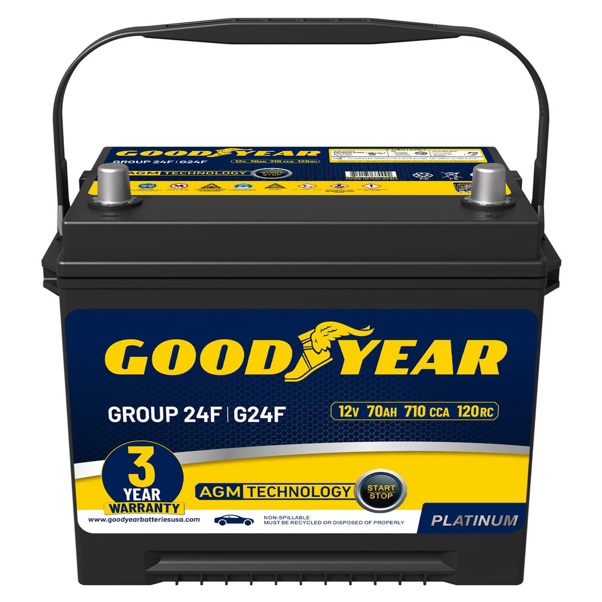 24F 12V 70 AH 710 CCA AGM Automotive Battery T960257