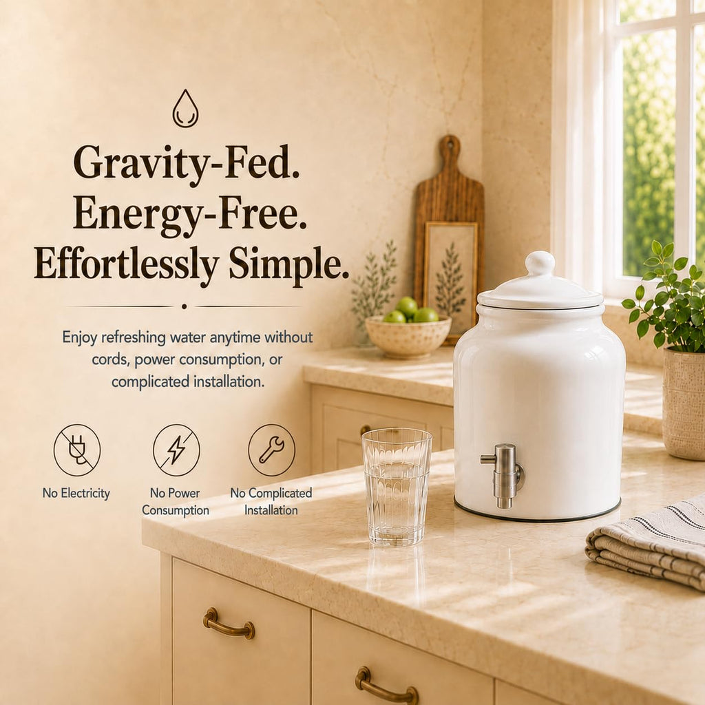 Ceramic Crock Water Dispenser with Stainless Faucet W3412