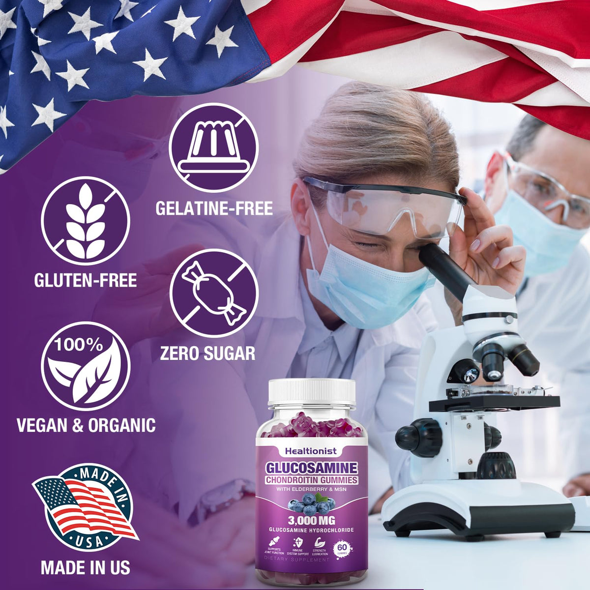 3000mg Glucosamine Chondroitin Gummies with MSM & Elderberry 120 Cts A8225