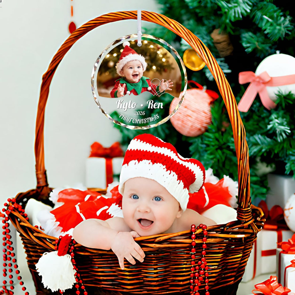 Custom Photo Crystal Glass Christmas Ornament Y3421