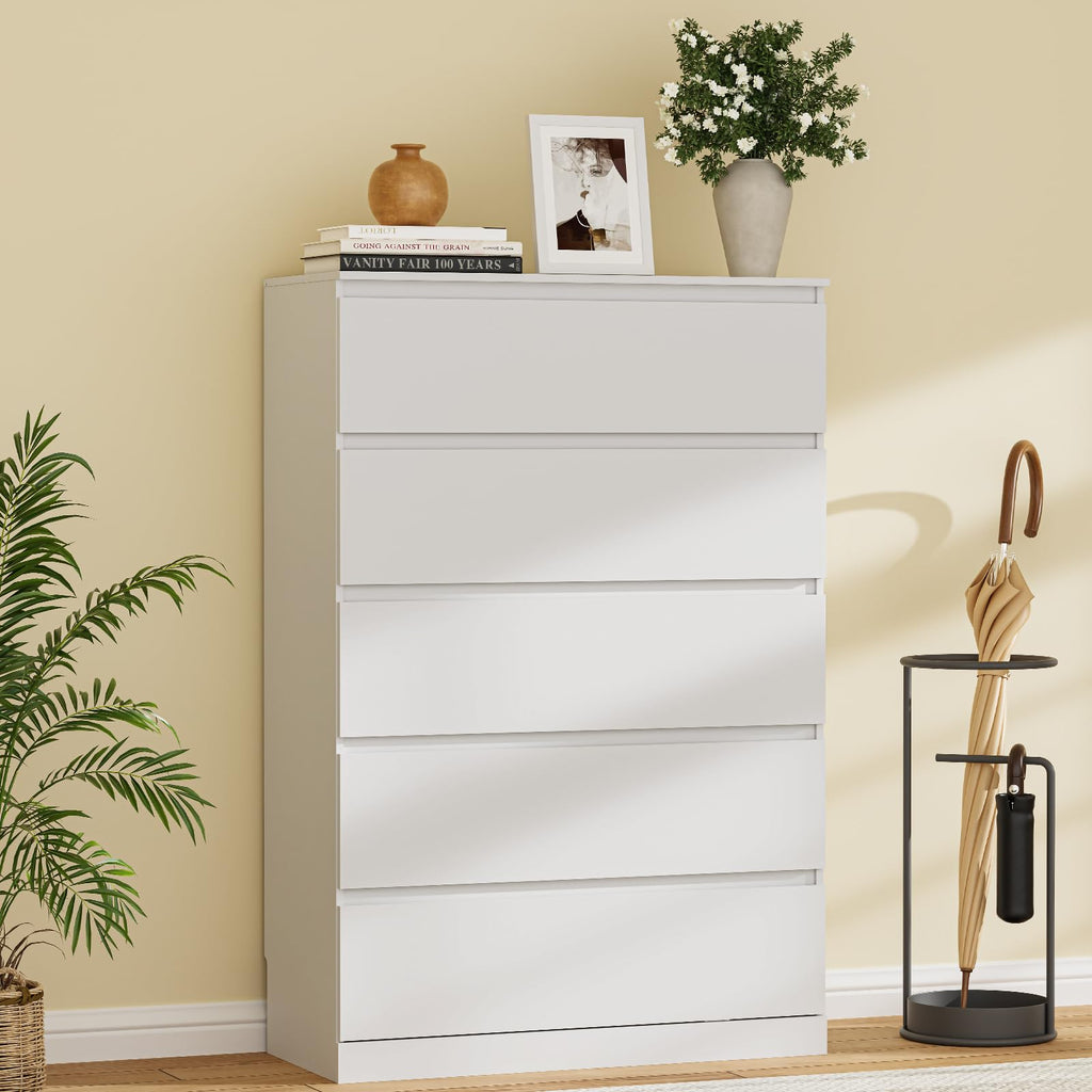 White 5 Drawer Dresser C9935