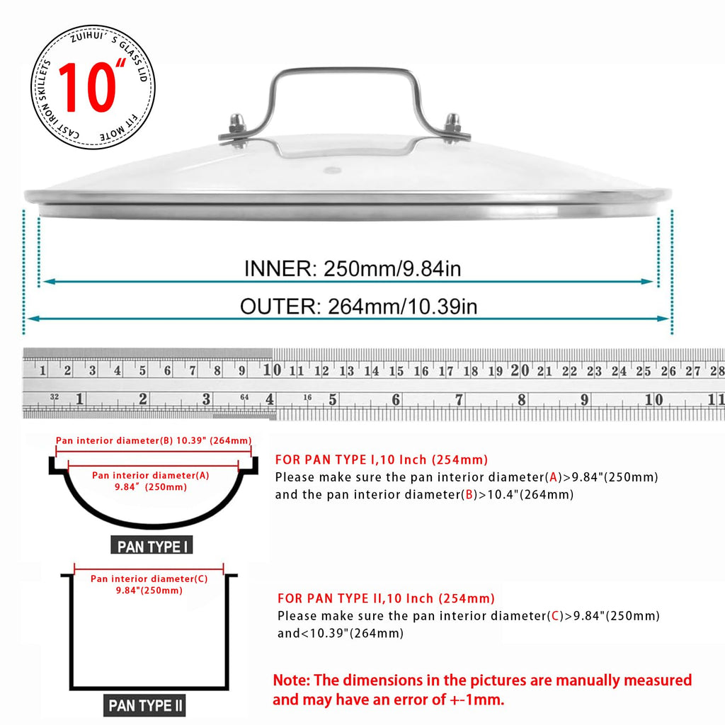 10 Inch Glass Lid for Cast Iron Skillet and Frying Pan S950062