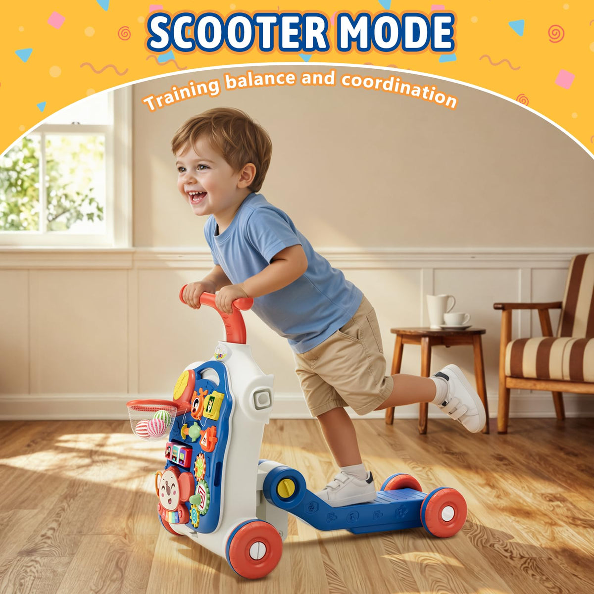 Blue 5 in 1 Baby Push Walker R7599