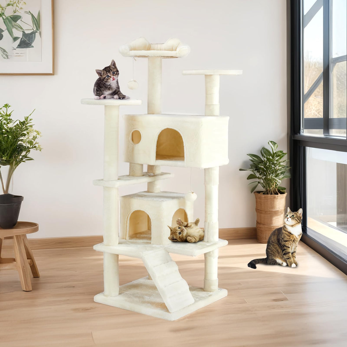 54-inch Cat Tree Tower with Scratching Posts B708213