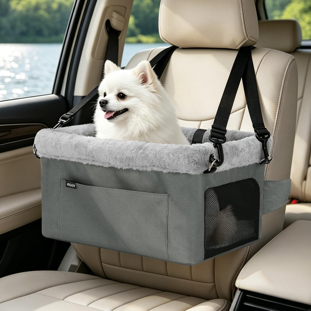 Dog Booster Seat with Metal Frame and Safety Leash, Grey R6434