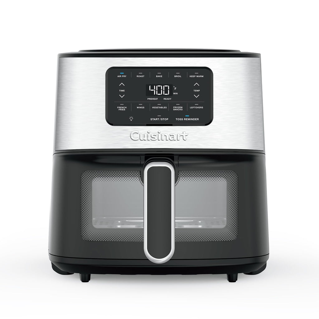 6-Quart Air Fryer with 5 Cooking Functions, Stainless Steel & Black L542