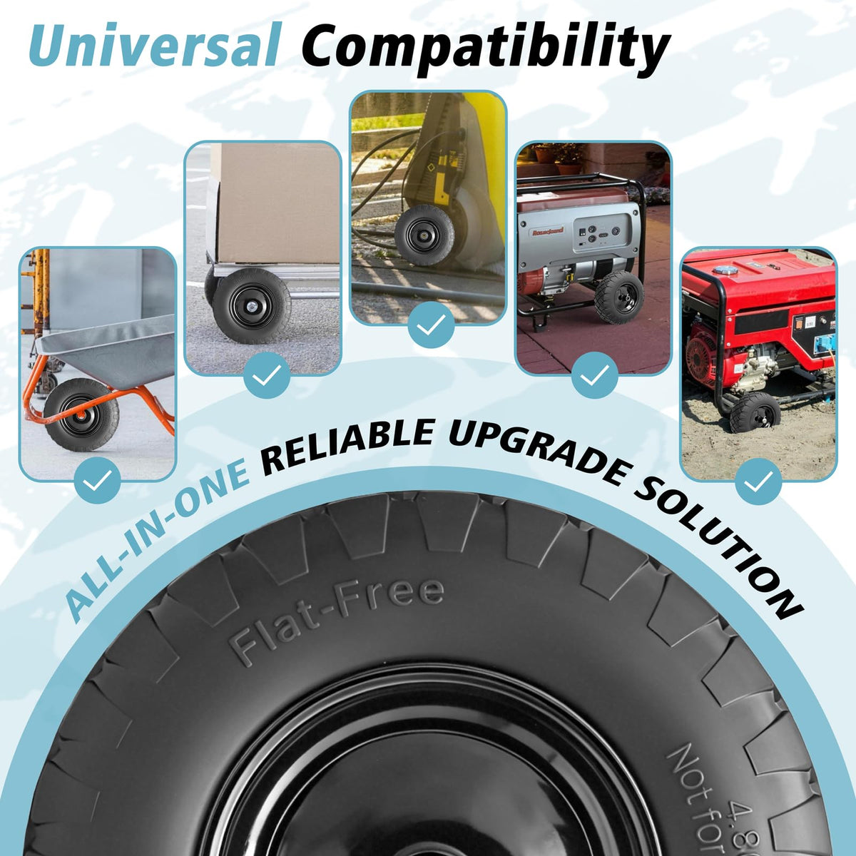16" Flat Free Solid Rubber Wheelbarrow Wheels, 2 Pack P44142