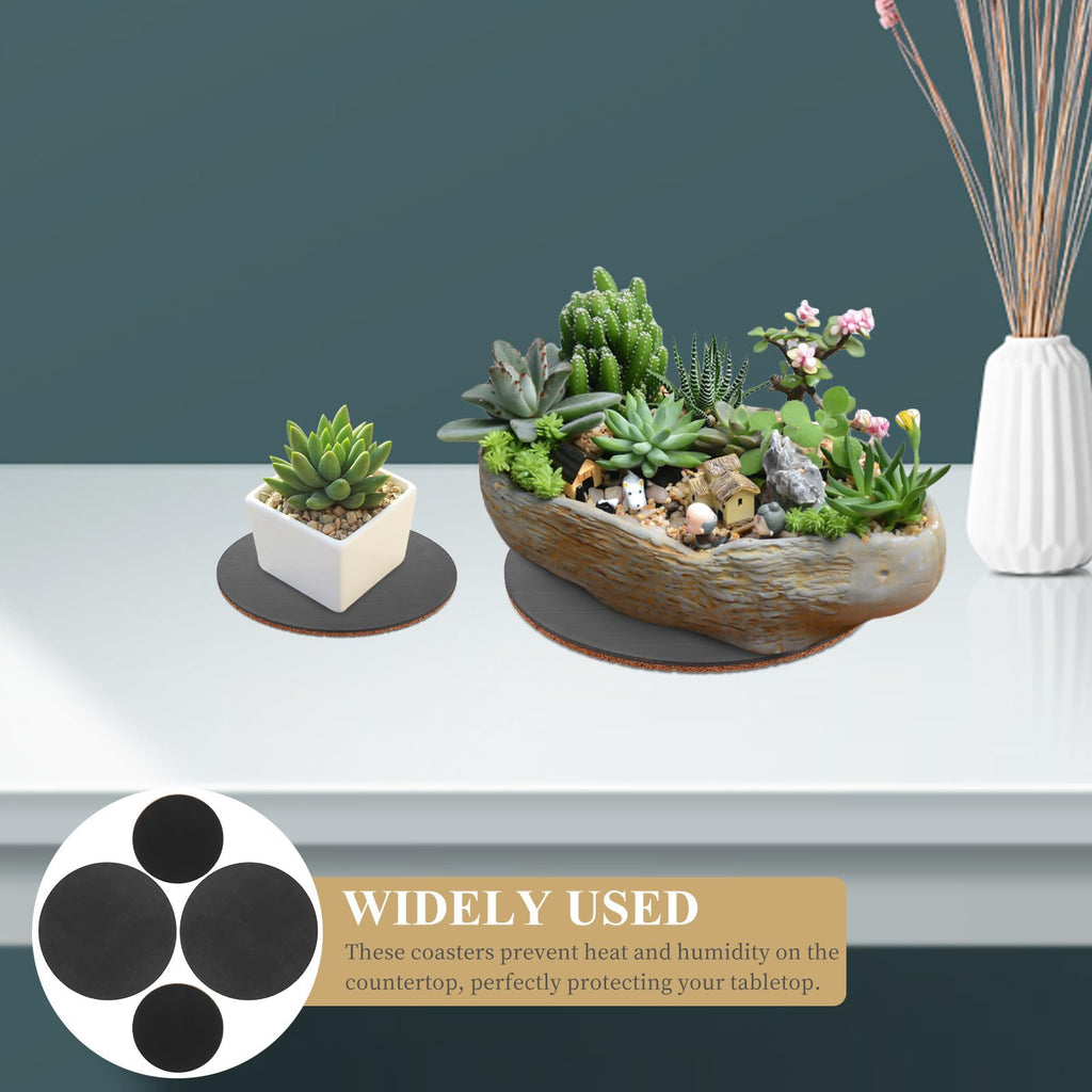 4pcs Round Cork Coasters with ABS Base E998