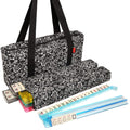 Black Paisley Mahjong Set with Soft Bag, 166 Ivory Colored Engraved Tiles, 4 All-in-One Rack/Pushers A616861