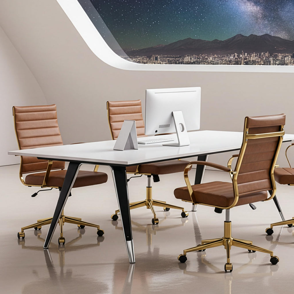 Gold Ergonomic Leather Office Chair I645