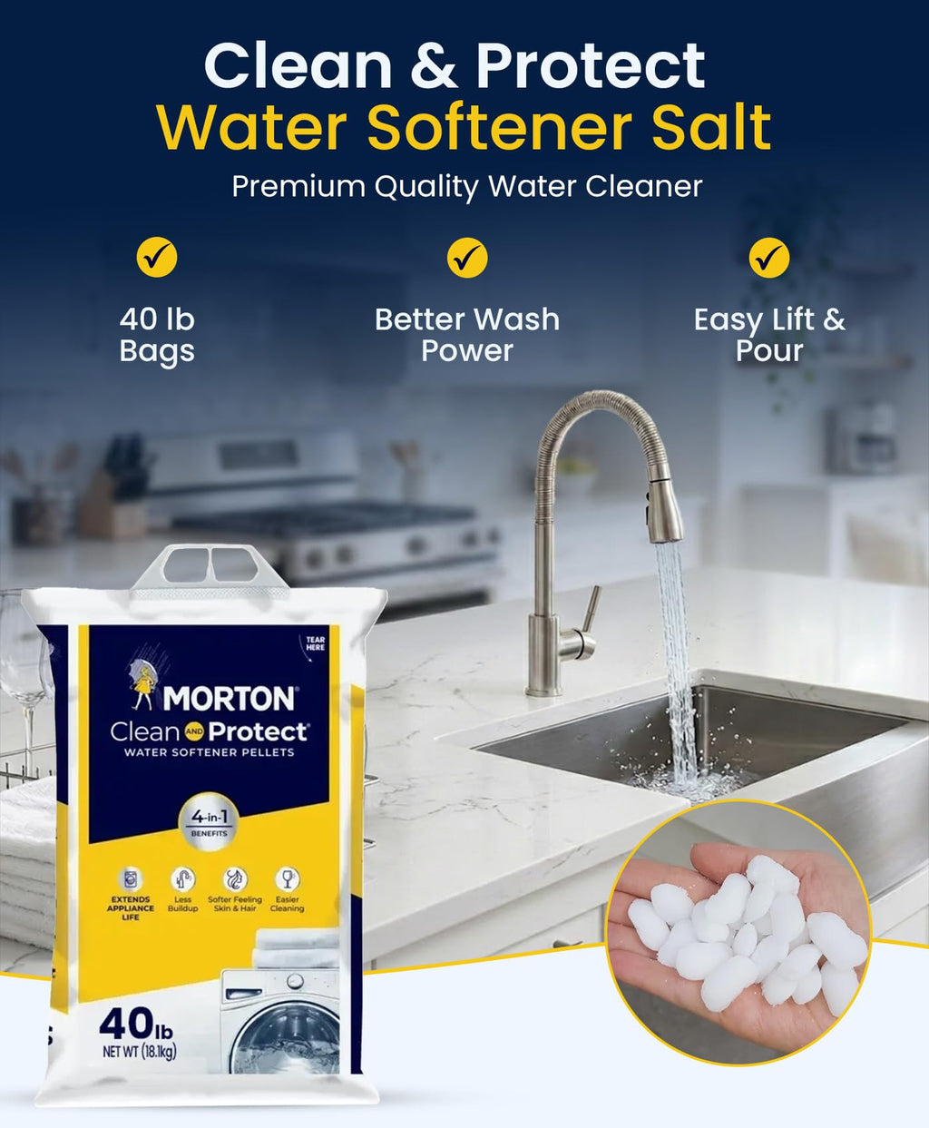 Water Softener Salt Pellets 40 lb 4 Pack K4362