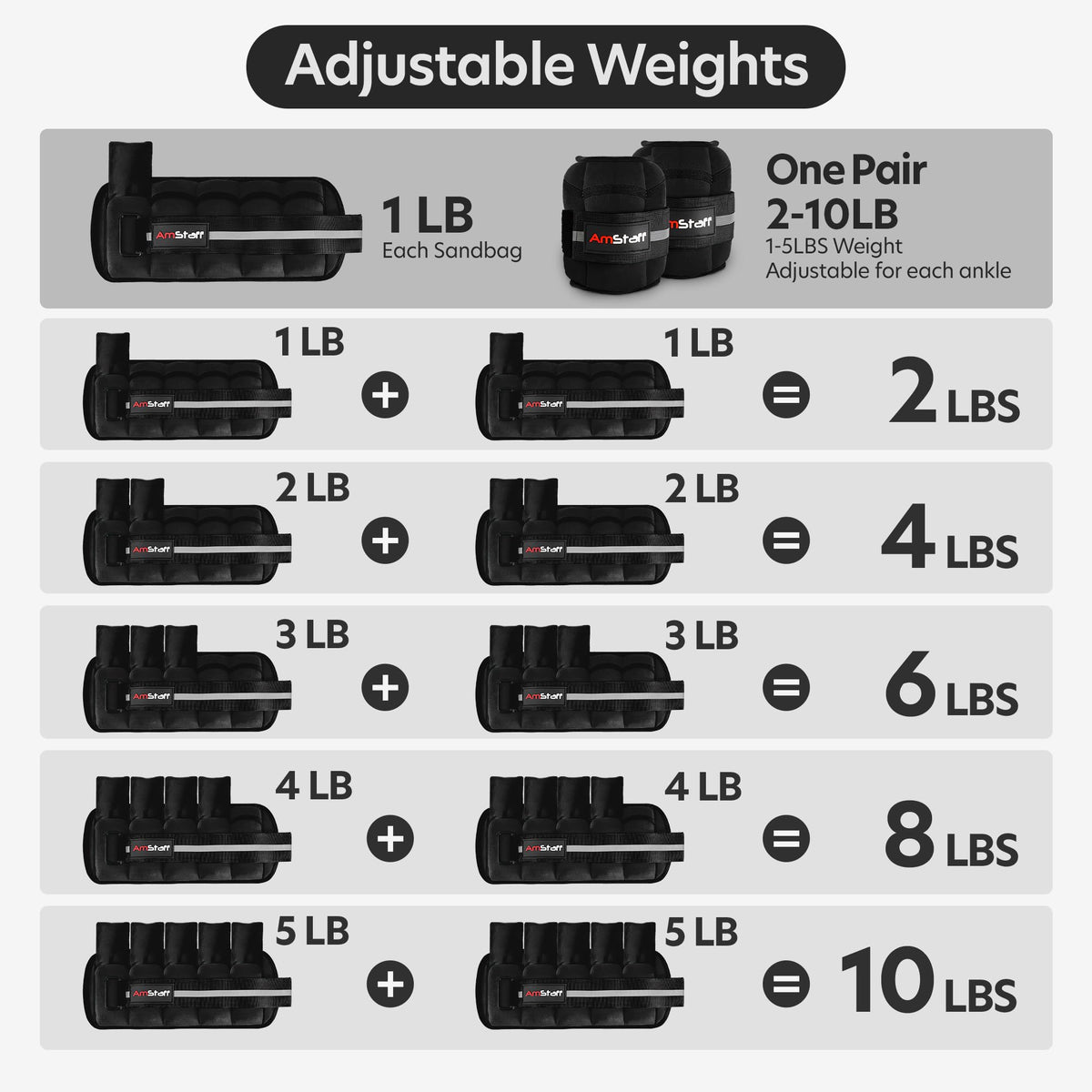 Adjustable Ankle Weights 1 Pair 10 lbs Set X21881