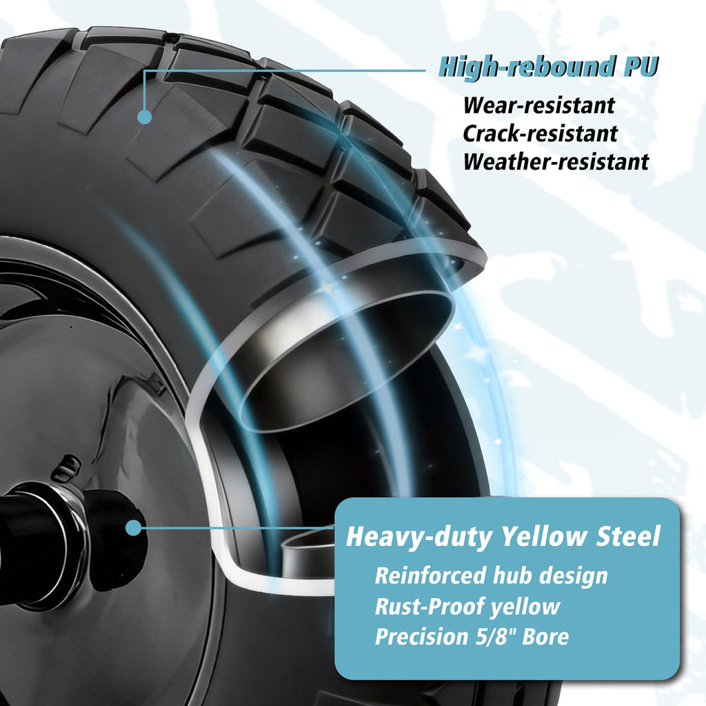 16" Flat Free Solid Rubber Wheelbarrow Wheels, 2 Pack P44142