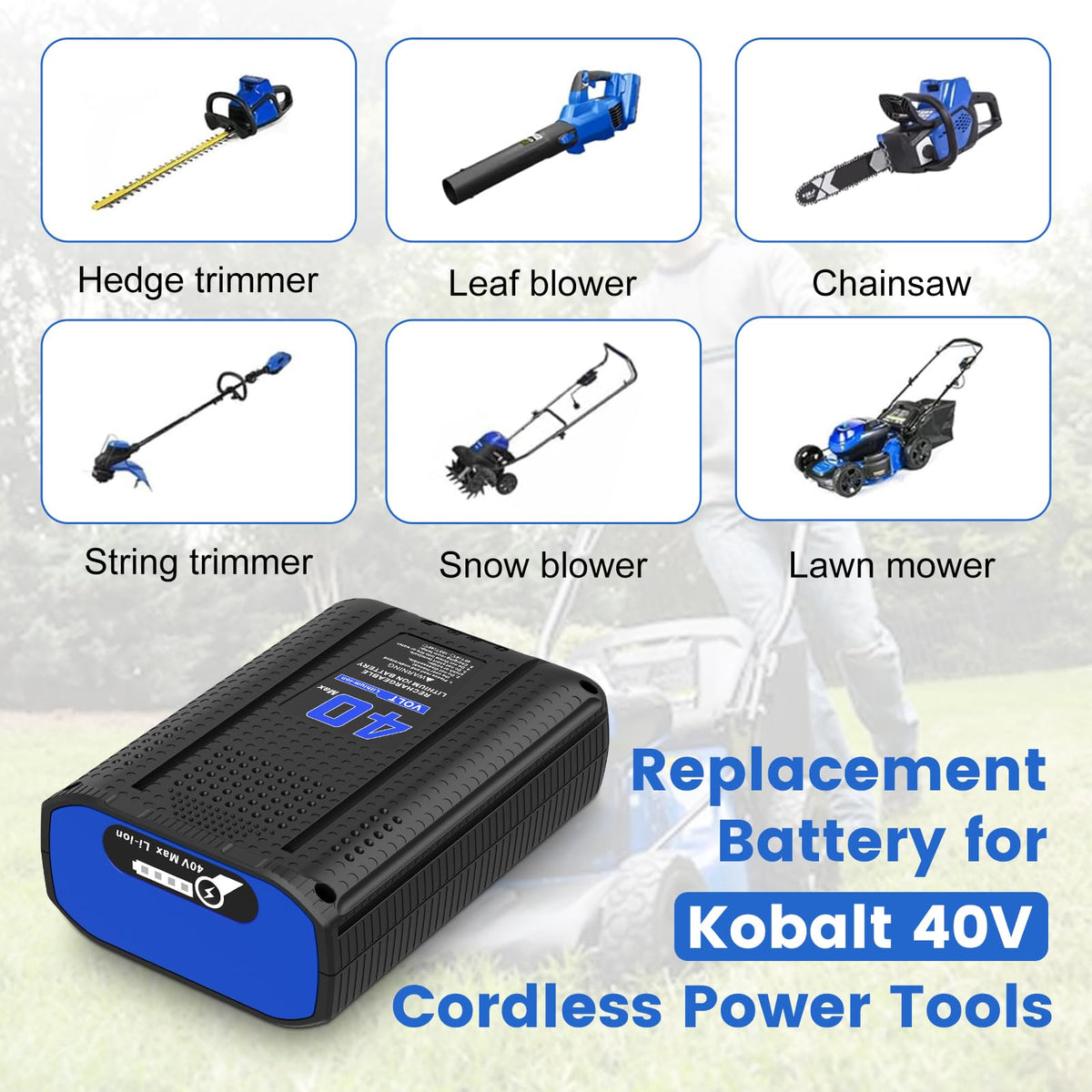 40V Battery with Charger Kit for Cordless Power Tools D851