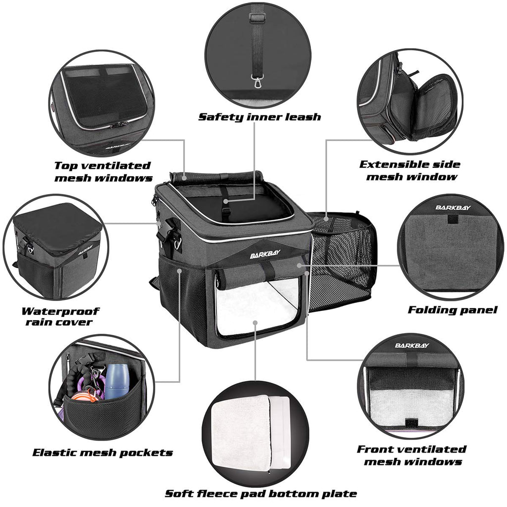 Foldable Soft-Sided Dog Bike Basket Carrier with 2 Open Doors F76999