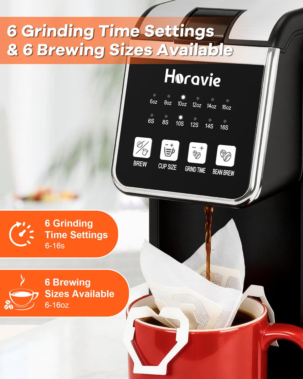 Single Serve Coffee Maker with Built-in Grinder Y362