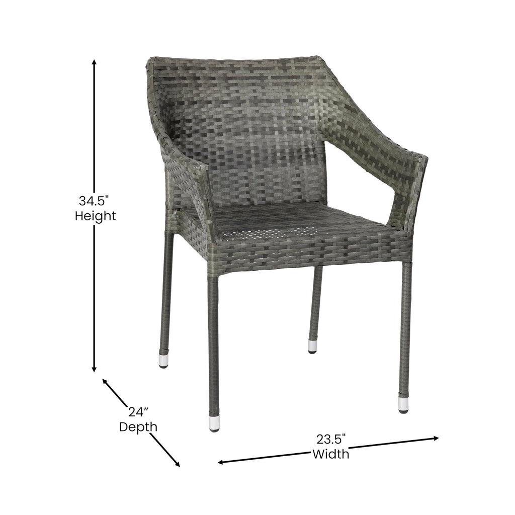 Gray PE Rattan Patio Dining Chair 2-Pack D882460