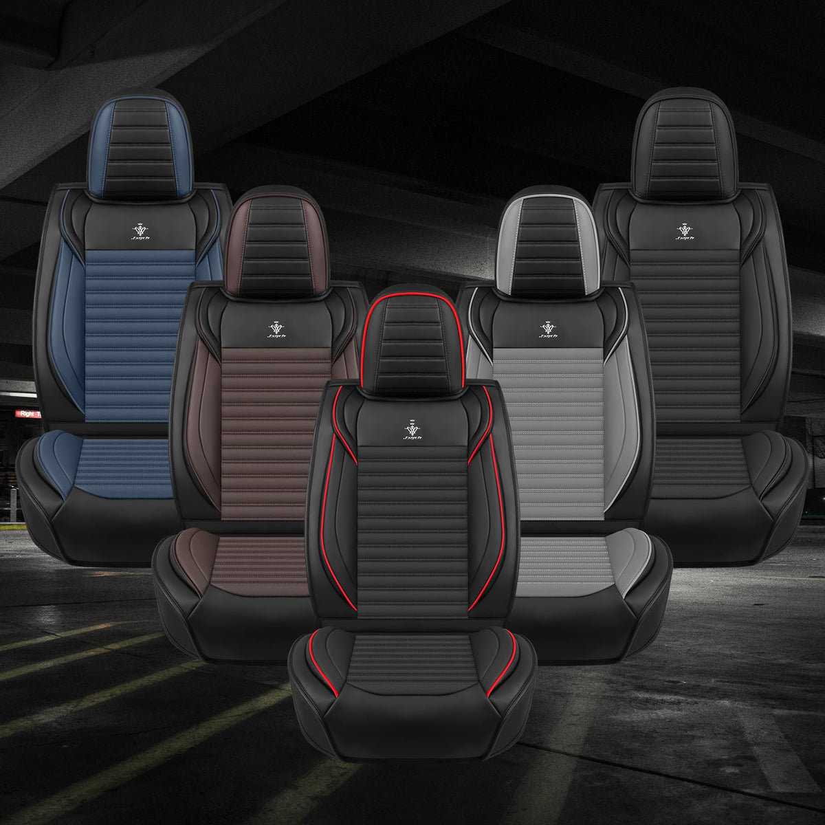Custom Fit Seat Covers Full Set Black and Red F2127